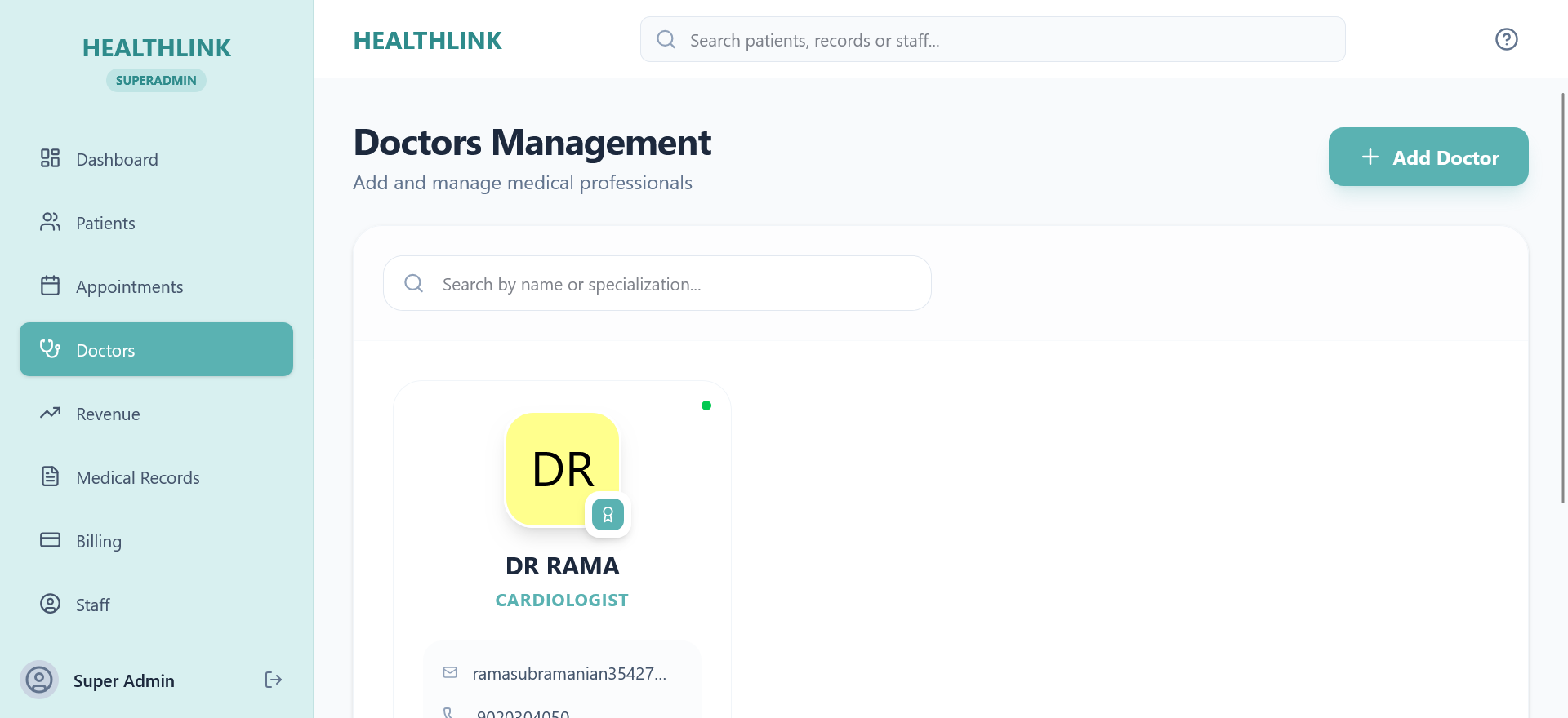 Centralized HealthLink Dashboard